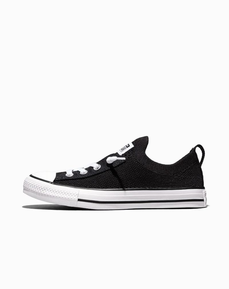 CONVERSE LADIES SHORELINE KNIT SLIP BLACK/WHITE
