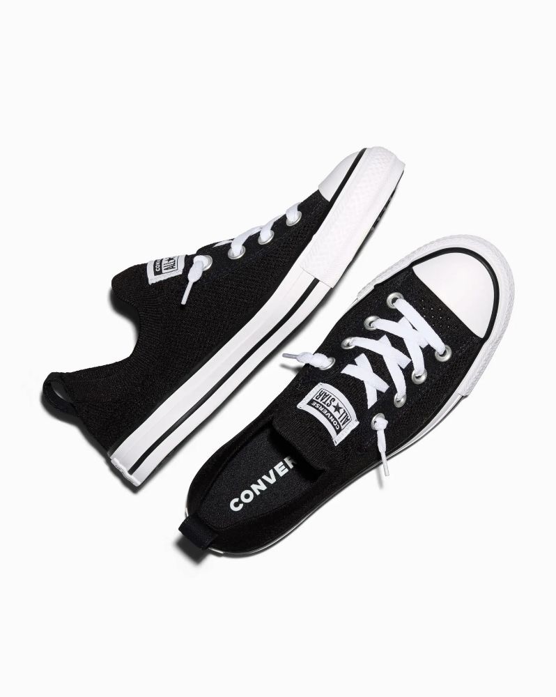 CONVERSE LADIES SHORELINE KNIT SLIP BLACK/WHITE