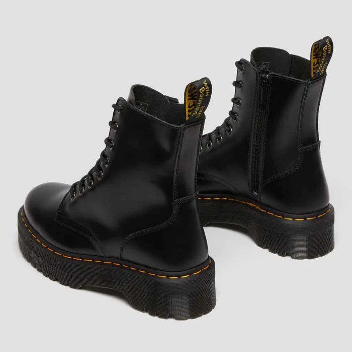 DR MARTENS UNISEX JADON 8EYE BLACK POLISH SMOOTH BOOT