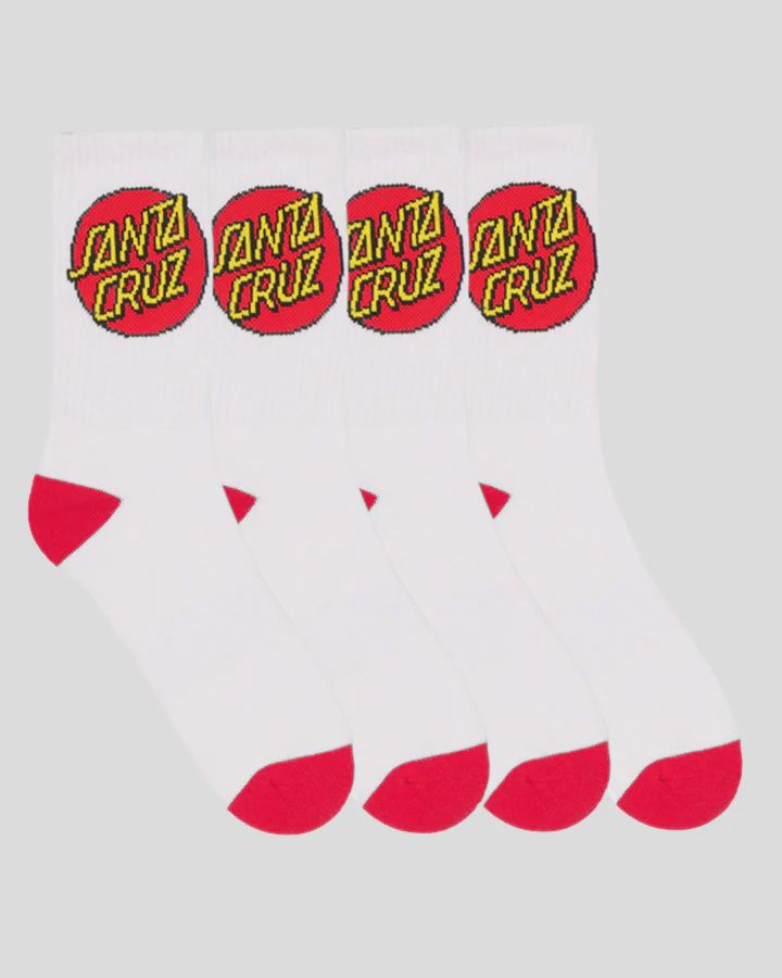 SANTA CRUZ MENS 7-11 CLASSIC DOT SOCK- WHITE