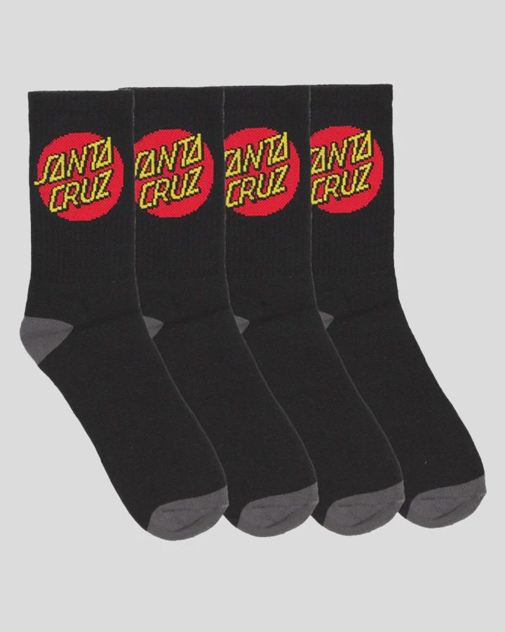 SANTA CRUZ MENS 7-11 CLASSIC DOT CREW SOCKS- BLACK