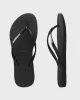 HAVAIANAS LADIES SLIM RUBBER LOGO - BLACK/WHITE