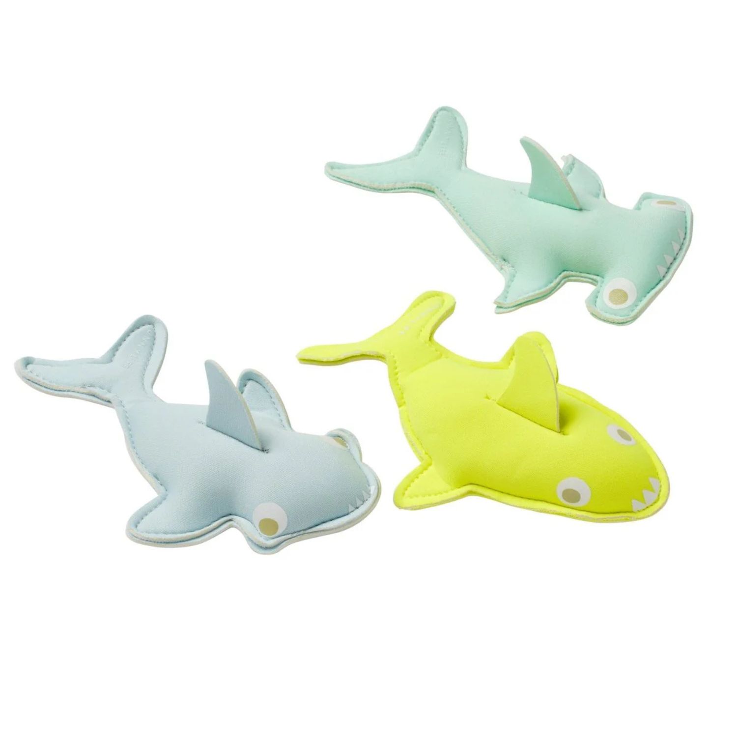 SUNNYLIFE SALTY THE SHARK DIVE BUDDIES SET OF 3 - AQUA NEON YELLOW