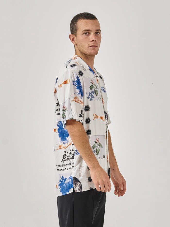 THRILLS MENS SPIRIT WORLD BOWLING SS SHIRT - DIRTY WHITE