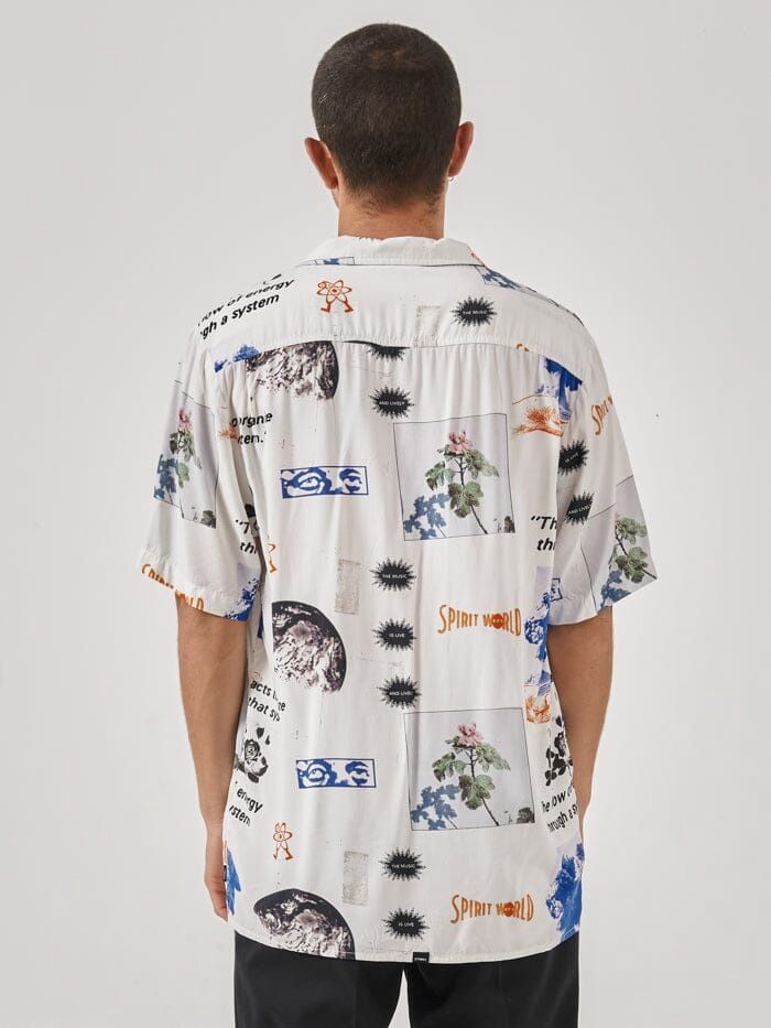 THRILLS MENS SPIRIT WORLD BOWLING SS SHIRT - DIRTY WHITE