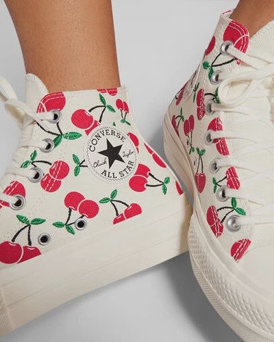 CONVERSE CT LIFT CHERRY HI TOP- EGRET