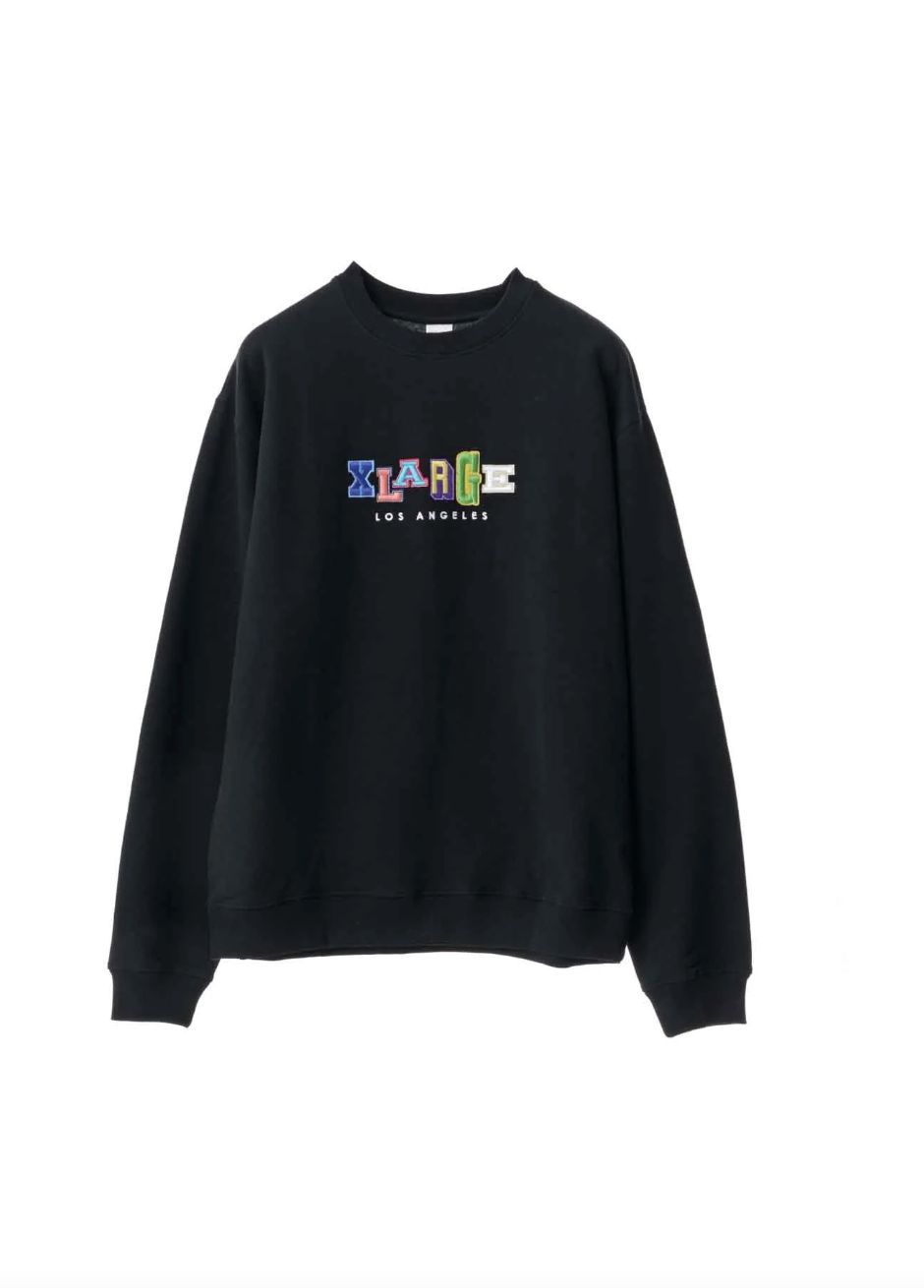XLARGE MENS COLOUR COLLEGE CREW-SOLID BLACK