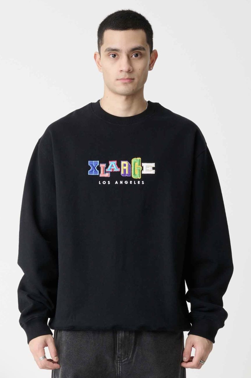 XLARGE MENS COLOUR COLLEGE CREW-SOLID BLACK