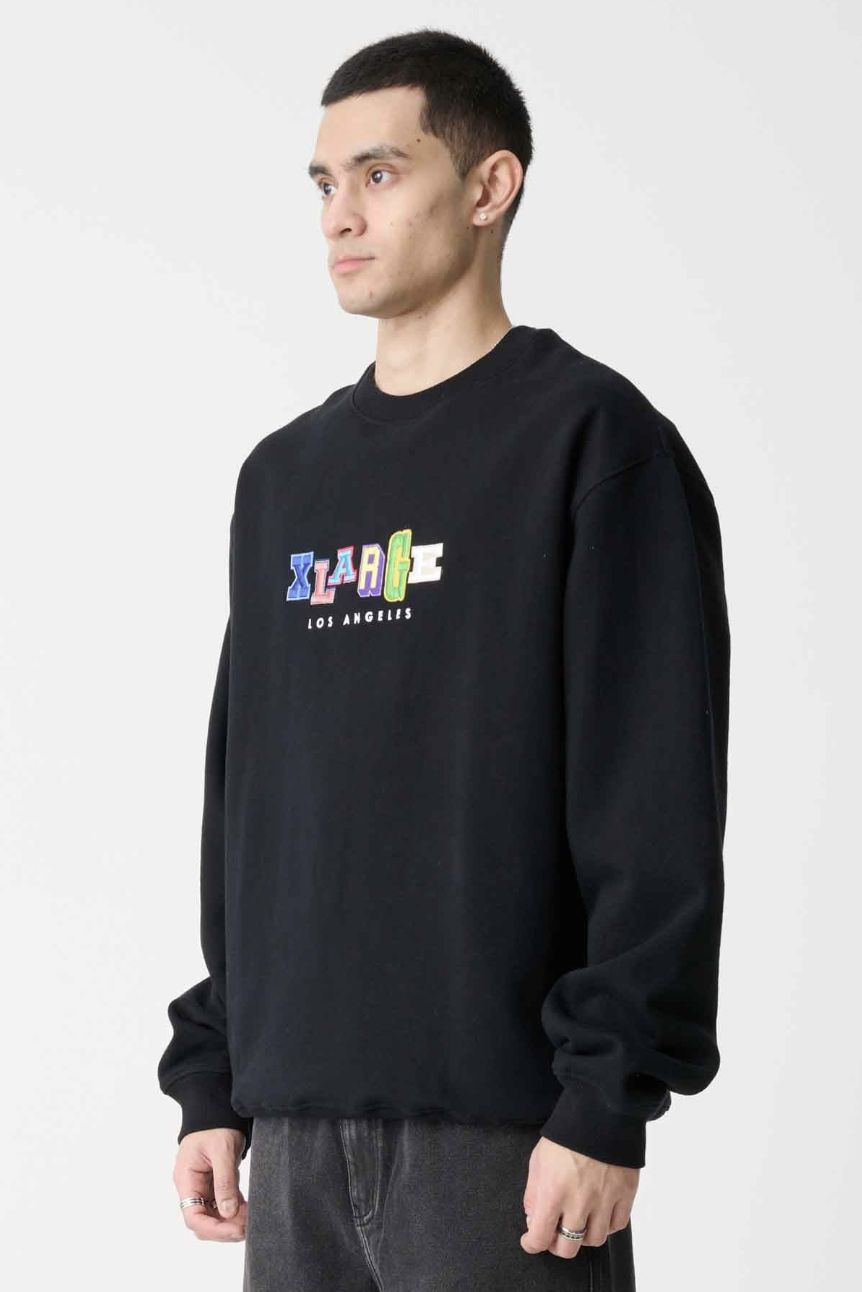 XLARGE MENS COLOUR COLLEGE CREW-SOLID BLACK
