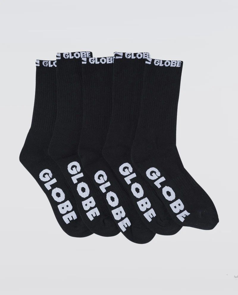 GLOBE MENS BLACKOUT SOCKS - 5PACK - BLACK/BLACK
