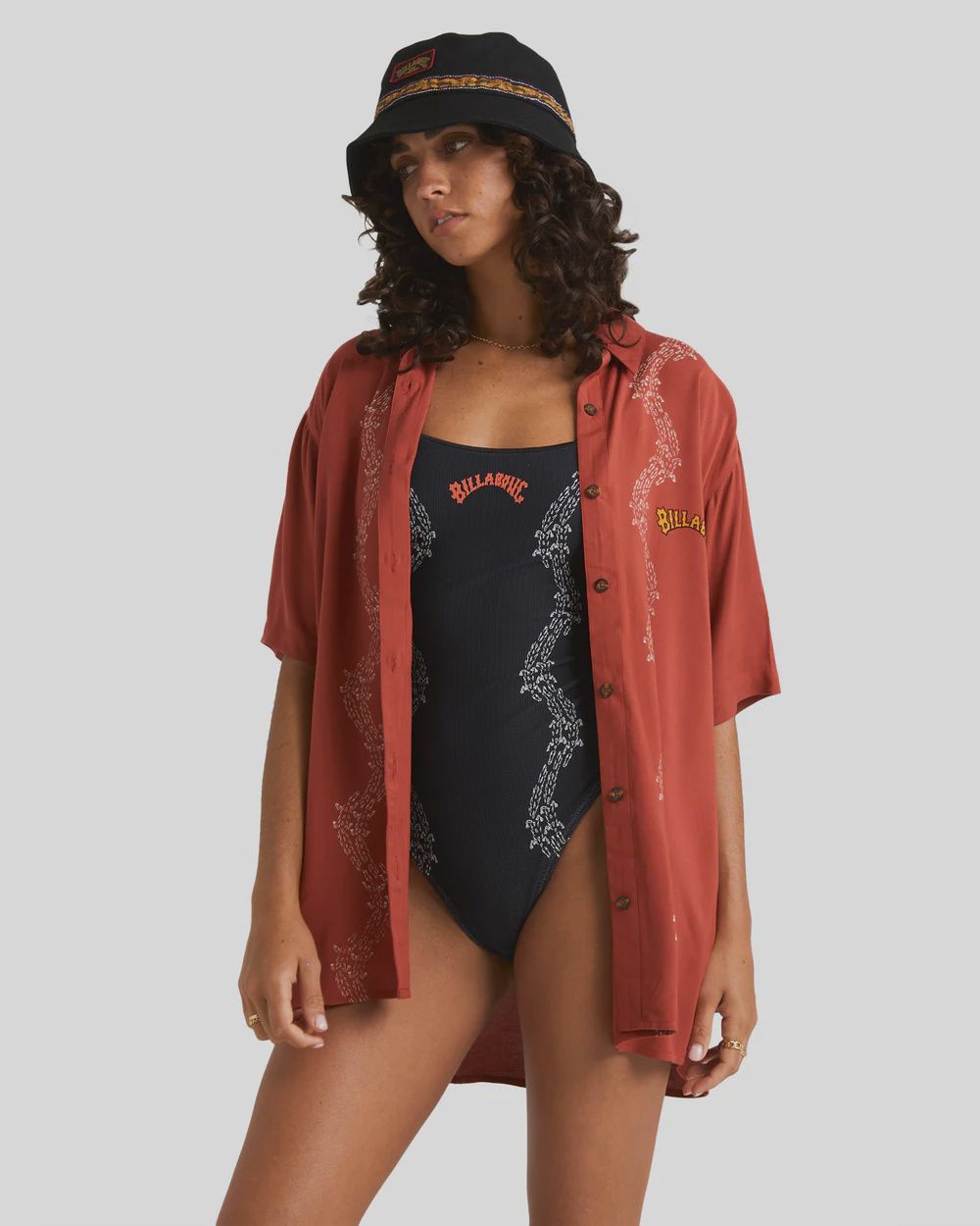 BILLABONG LADIES KING STINGRAY LUPA SHIRT - RED CLAY