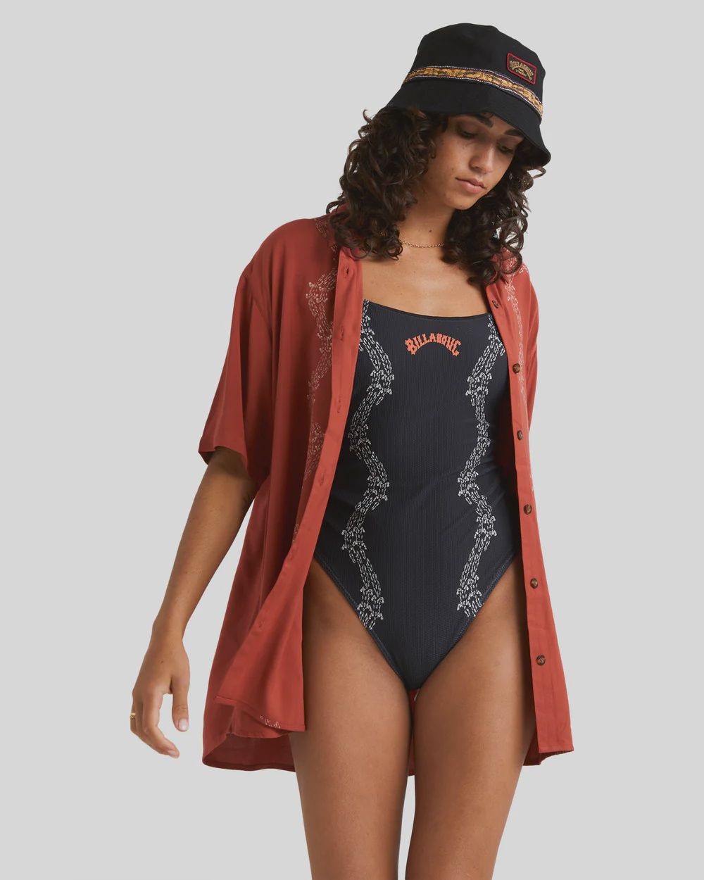 BILLABONG LADIES KING STINGRAY LUPA SHIRT - RED CLAY