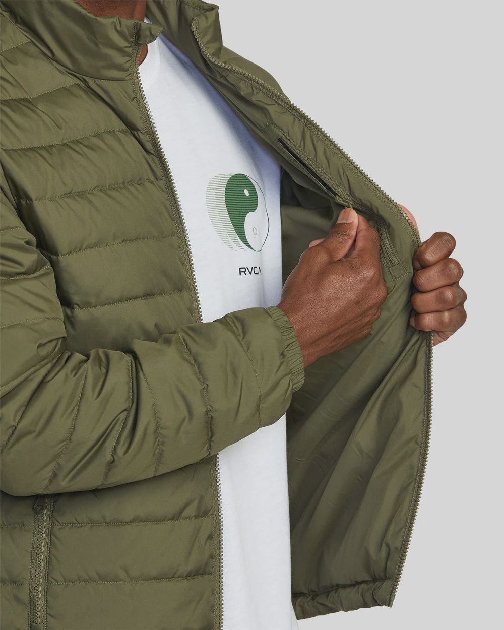 RVCA MENS PACKABLE PUFFA JACKET - ARMY