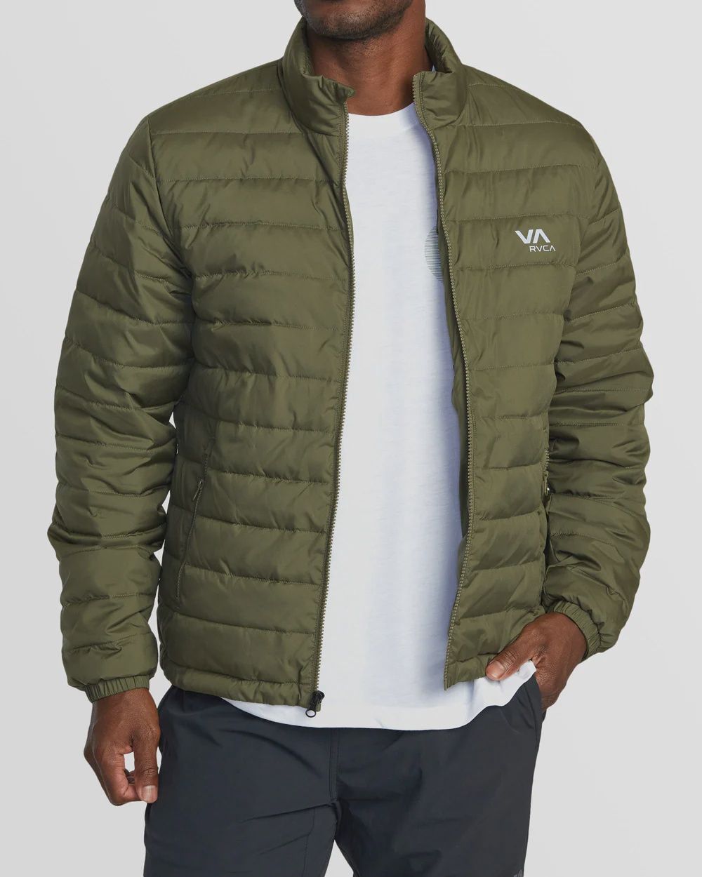 RVCA MENS PACKABLE PUFFA JACKET - ARMY