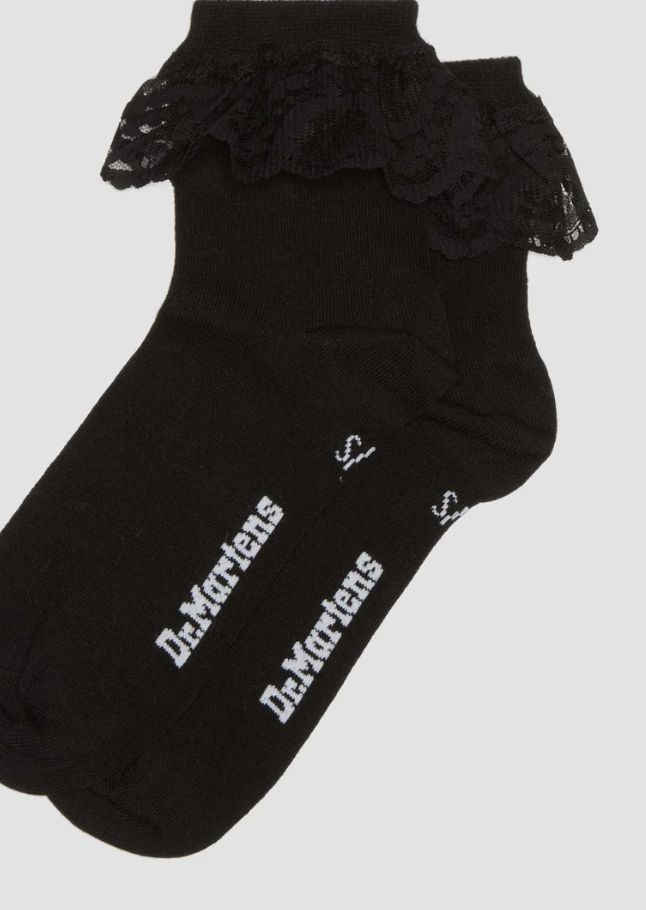DR MARTENS FRILL SOCK BLACK ORGANIC COTTON BLEND - BLACK