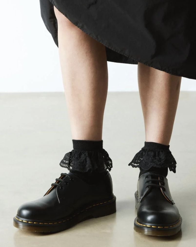 DR MARTENS FRILL SOCK BLACK ORGANIC COTTON BLEND - BLACK