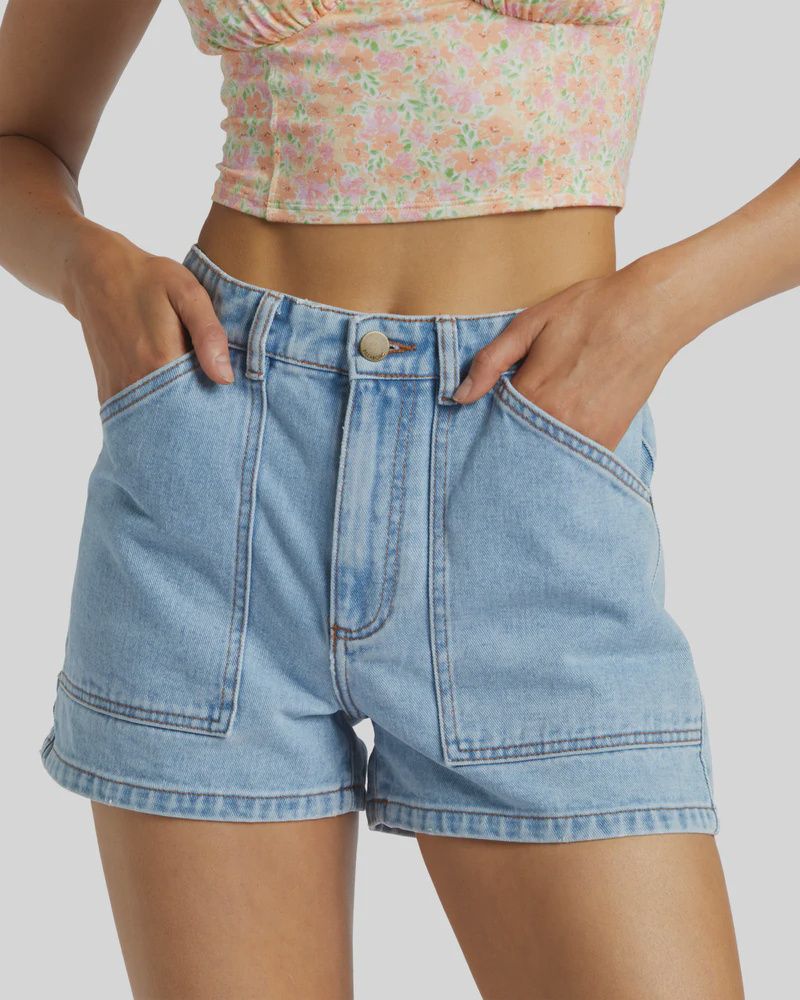 BILLABONG LADIES LEIA DENIM SHORT - SOFT BLUE