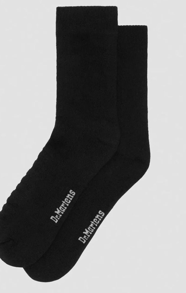 DR MARTENS DOUBLE DOC SOCK -  BLACK COTTON BLEND &amp; BLACK COTTON BLEND