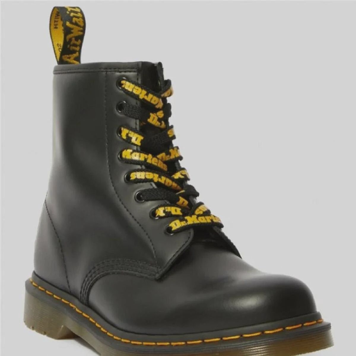DR MARTENS 8-10 EYE LACE BLACK/YELLOW DNA 140CM - BLACK YELLOW LOGO