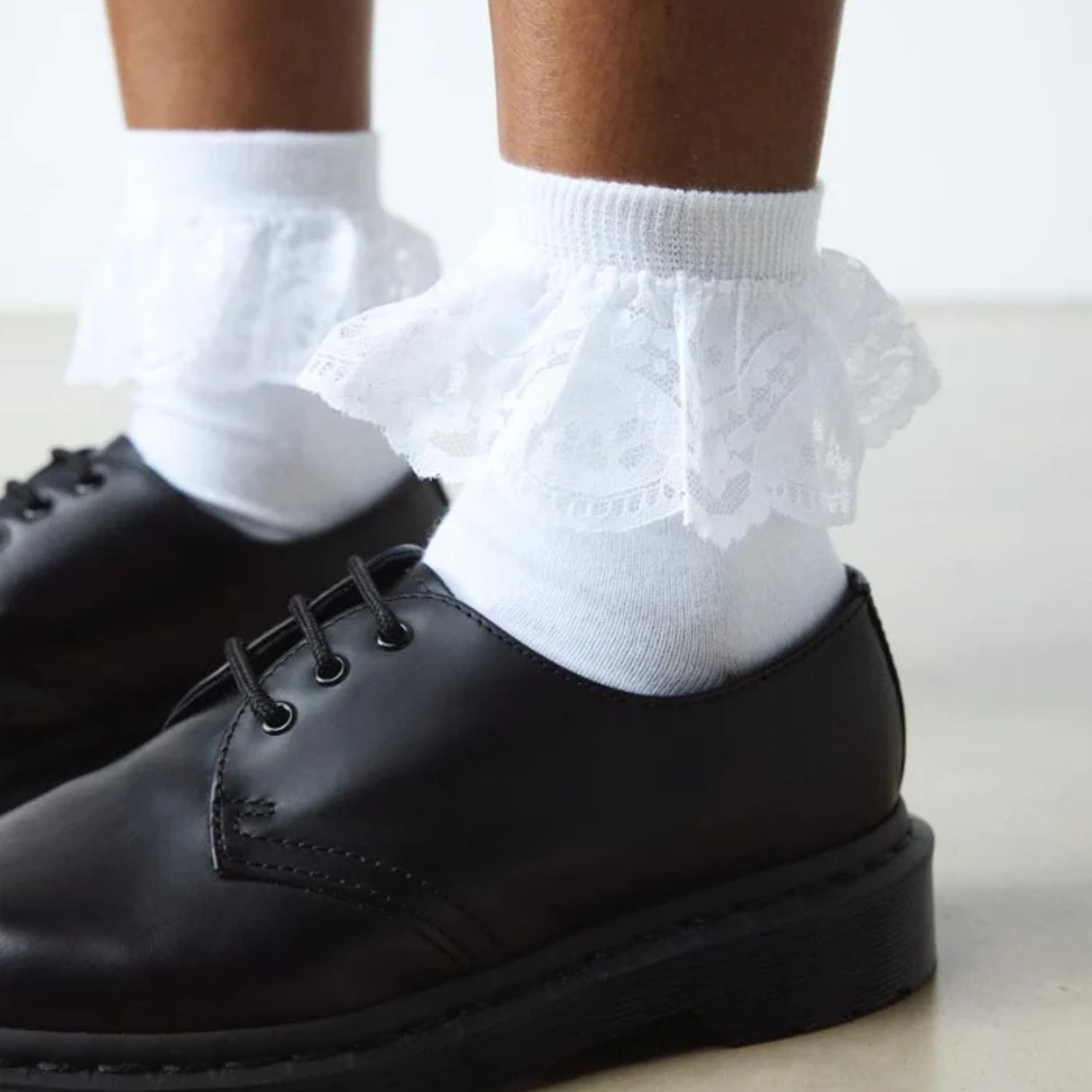 FRILL SOCK WHITE ORGANIC COTTON BLEND - WHITE