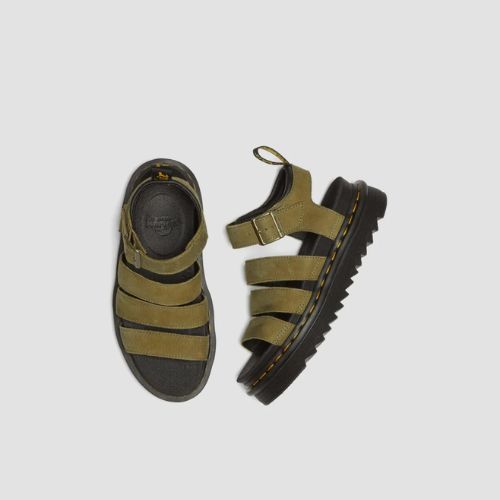 DR MARTENS BLAIRE 3 STRAP  SANDAL- MUTED OLIVE
