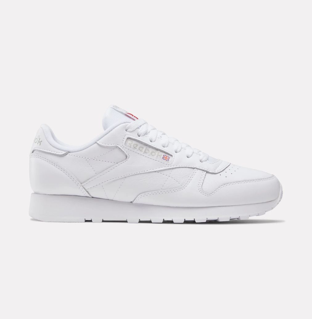 REEBOK UNISEX CLASSIC LEATHER SHOE - WHITE/WHITE/PUGR