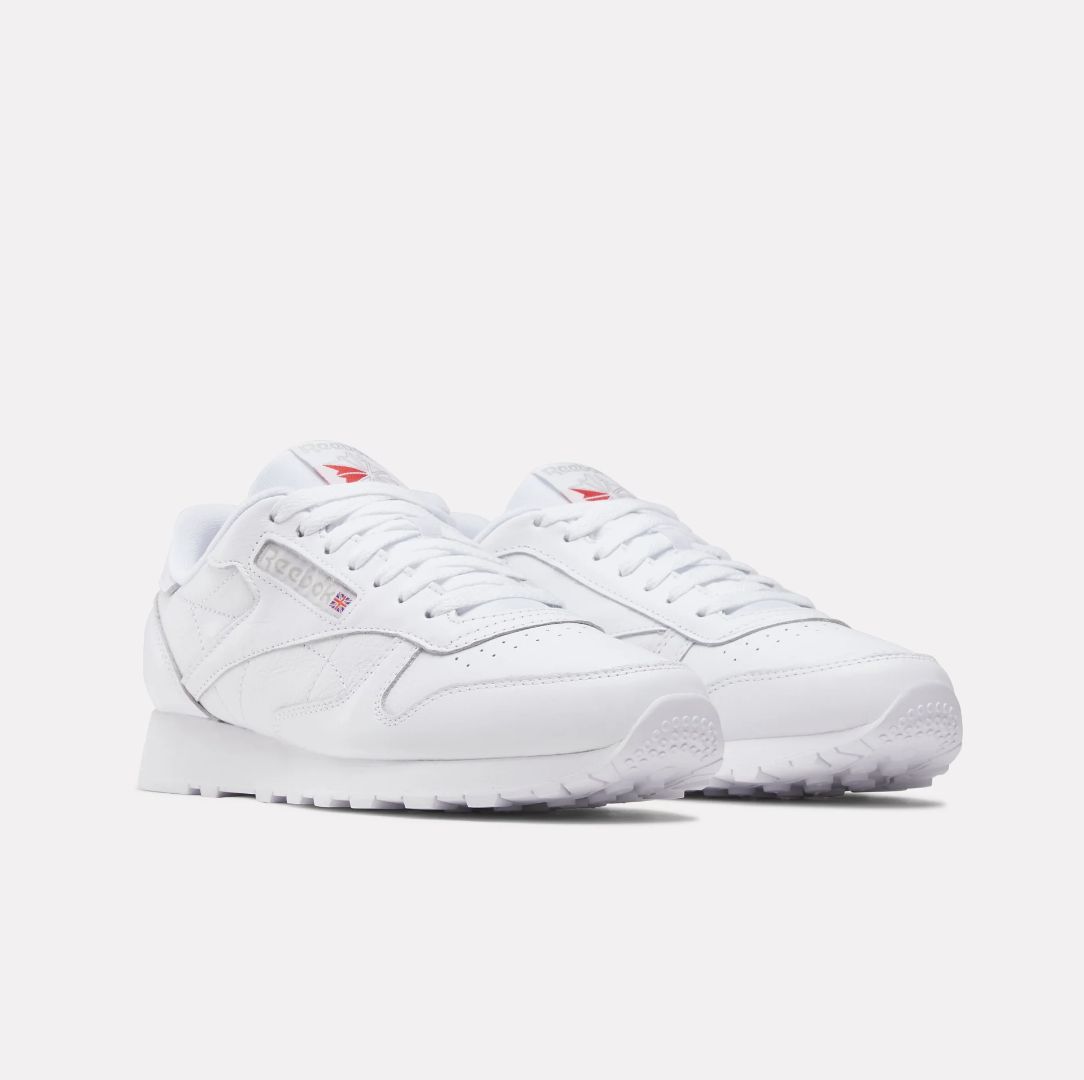 REEBOK UNISEX CLASSIC LEATHER SHOE - WHITE/WHITE/PUGR