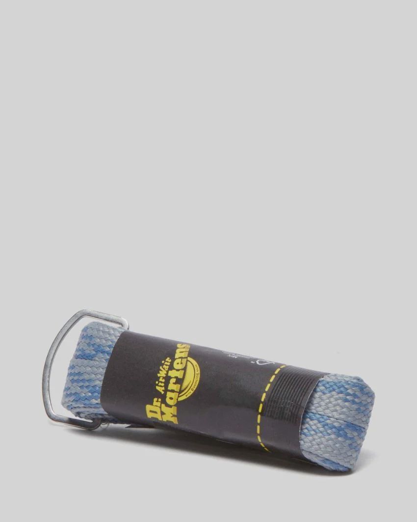 DR MARTENS 140CM FLAT LACE ULTIMATE GREY POLYESTER &amp; STEEL BLUE ULTIMATE GREY