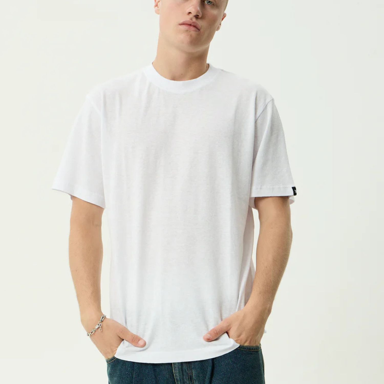 AFENDS MENS CLASSIC RETRO FIT SS TEE - WHITE