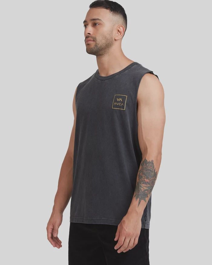 RVCA MENS VA ALL THE WAYS MUSCLE- BLACK ACID