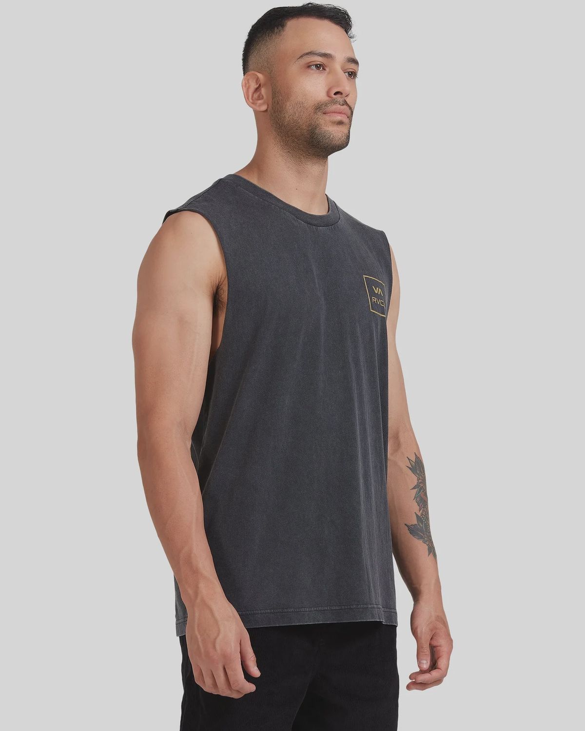 RVCA MENS VA ALL THE WAYS MUSCLE- BLACK ACID