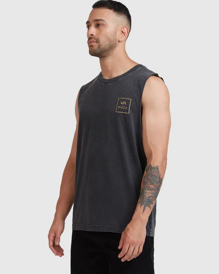 RVCA MENS VA ALL THE WAYS MUSCLE- BLACK ACID
