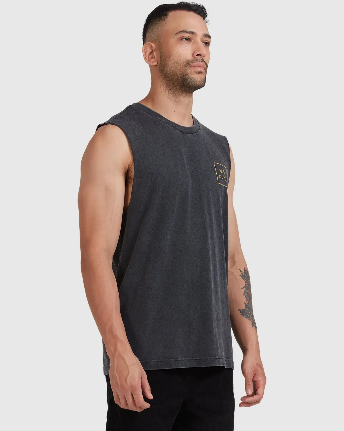 RVCA MENS VA ALL THE WAYS MUSCLE- BLACK ACID