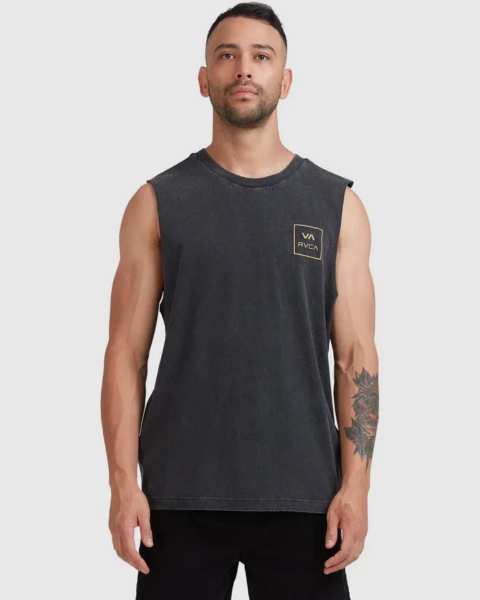 RVCA MENS VA ALL THE WAYS MUSCLE- BLACK ACID