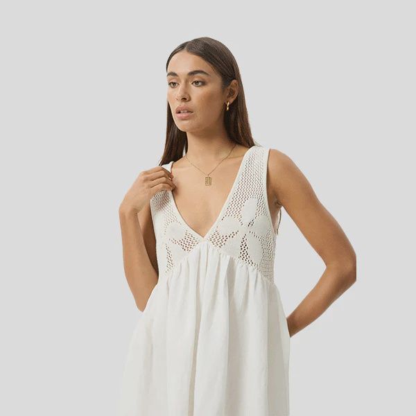 AFENDS LADIES DAKOTA MINI DRESS - WHITE
