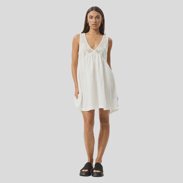 AFENDS LADIES DAKOTA MINI DRESS - WHITE
