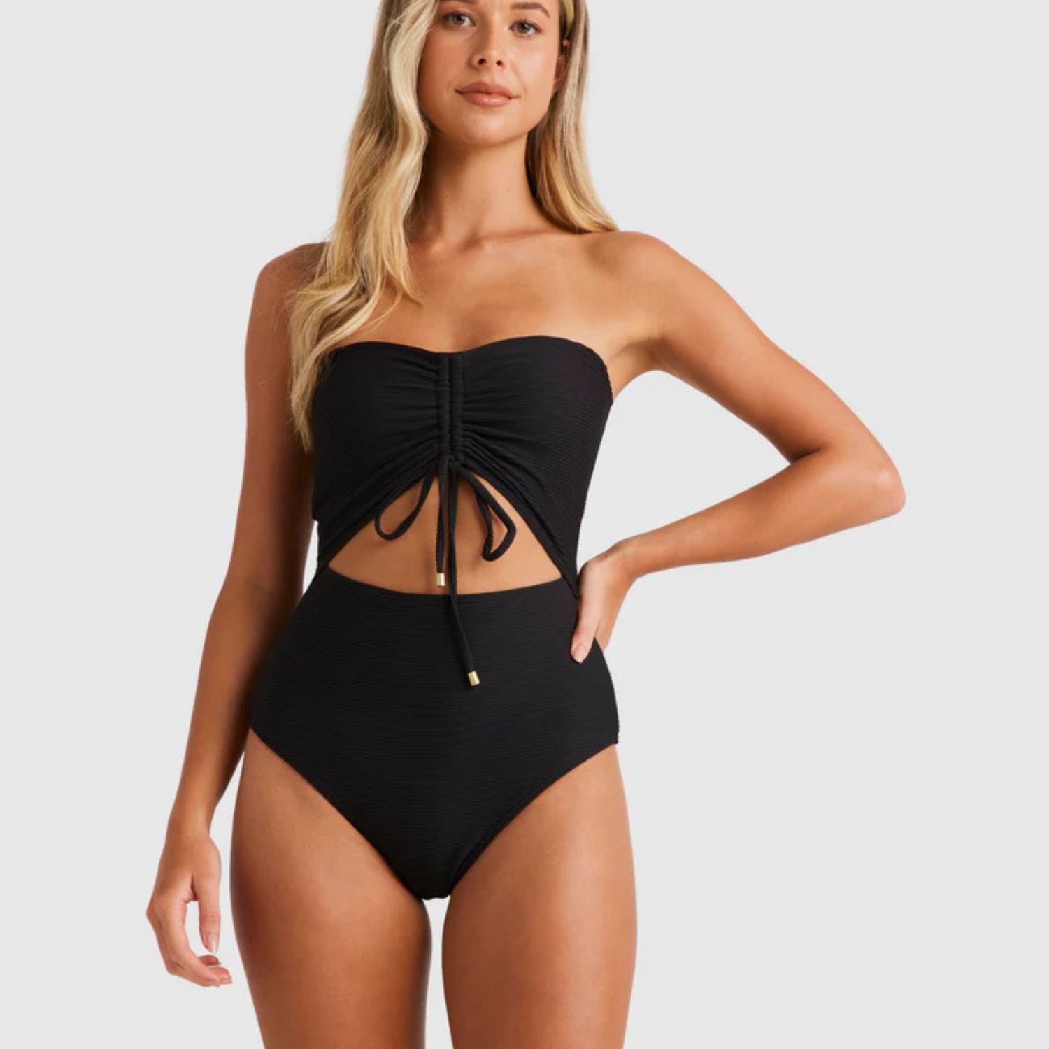 BILLABONG LADIES TANLINES BANDEAU ONEPIECE SWIM SUIT - BLACK
