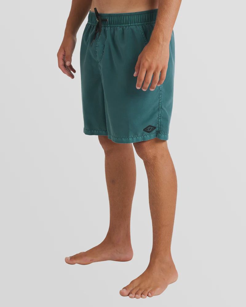 BILLABONG MENS ALL DAY OVERDYED LAYBACK SHORT - MARINE GREEN