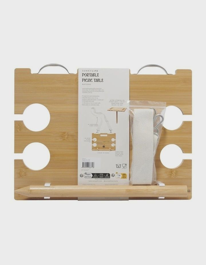 SUNNYLIFE Portable Picnic Table Le Weekend Natural - NATURAL
