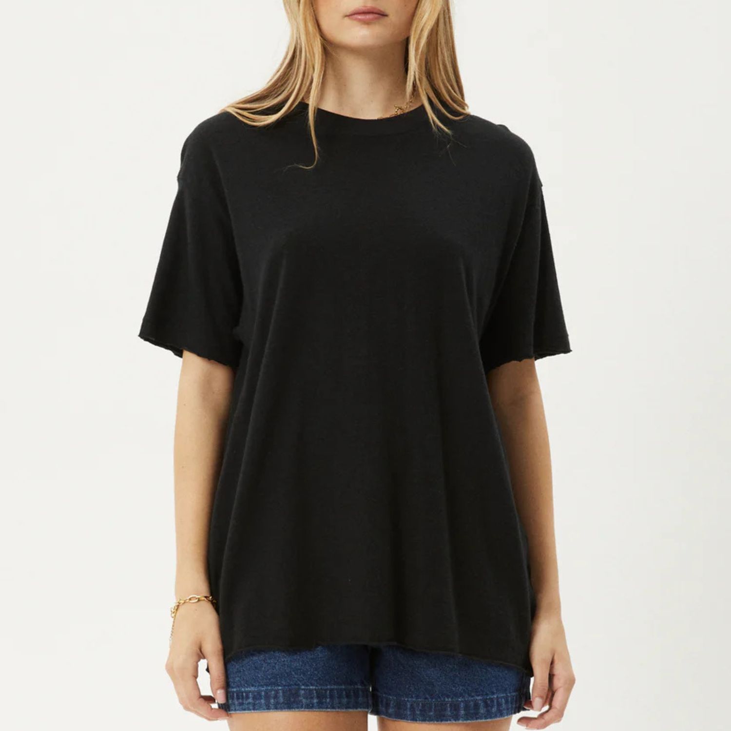 AFENDS WOMENS SLAY HEMP OVERSIZED TEE- BLACK