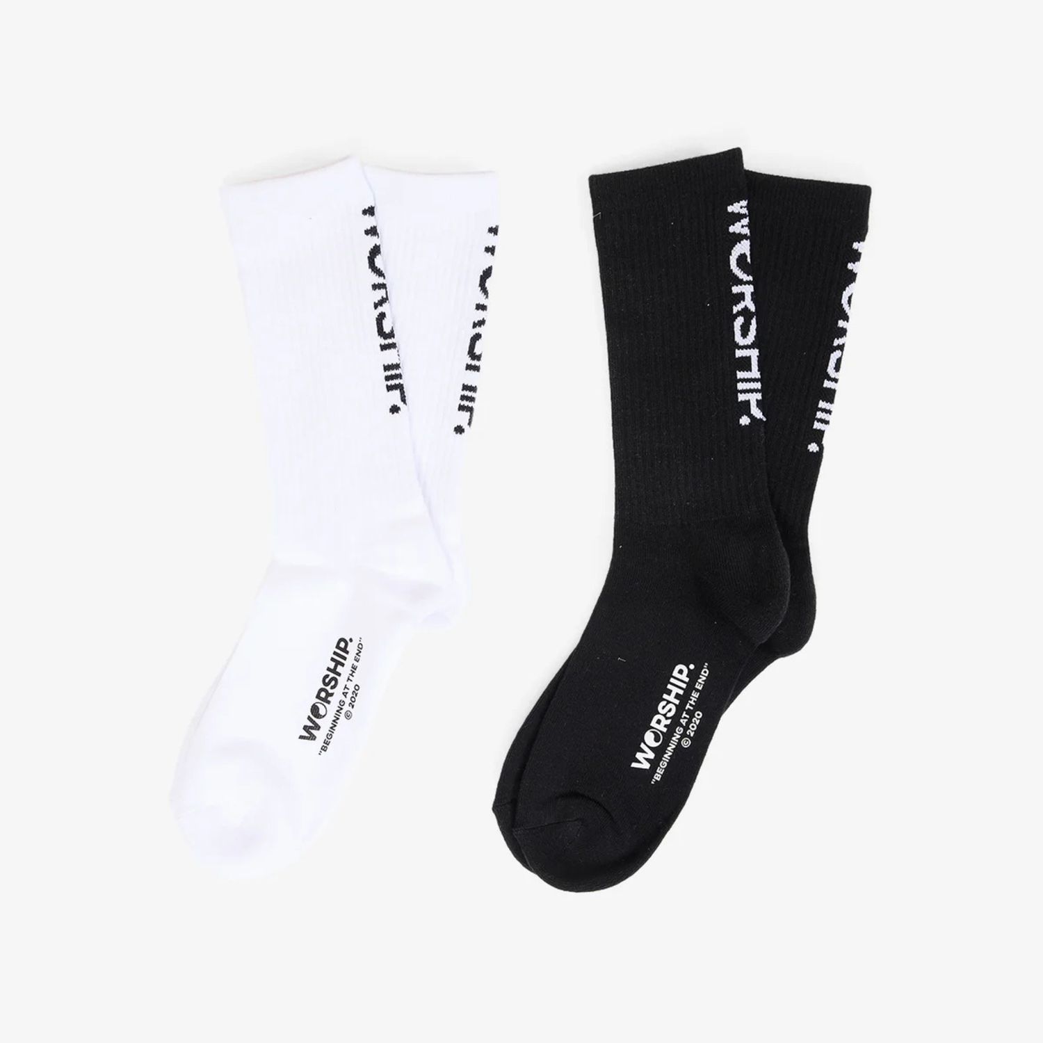 WORSHIP CORE SOCKS ORGANIC 2 PACK- WHITE/ BLACK