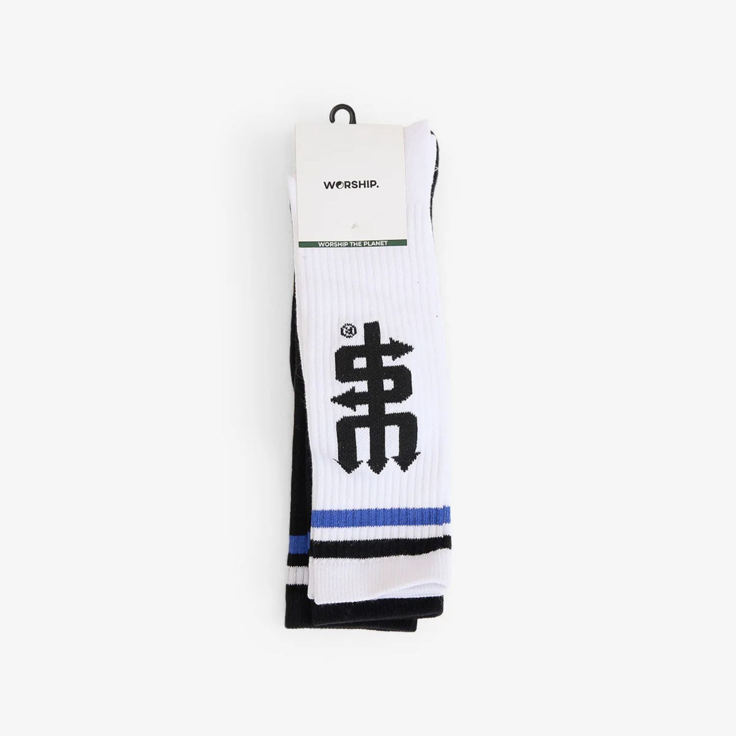 WORSHIP MENS  FEVER LONG SOCK 2 PACK- WHITE/BLACK