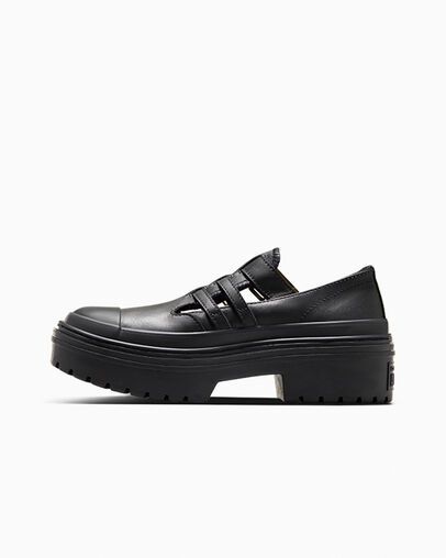 CONVERSE LADIES CT LUGGED HEEL MJ LOW - BLACK/BLACK/GOLD