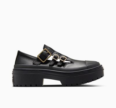 CONVERSE LADIES CT LUGGED HEEL MJ LOW - BLACK/BLACK/GOLD