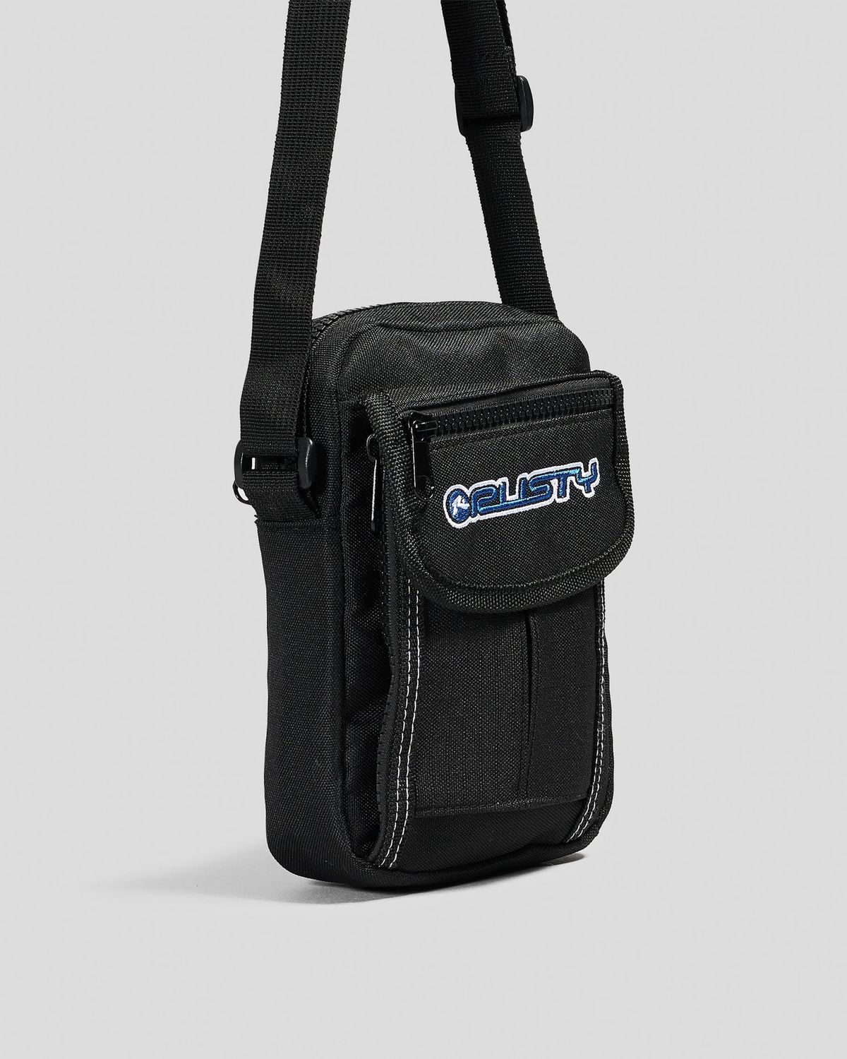 RUSTY MENS STRINGER CROSSBODY BAG - BLACK