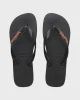 HAVAIANAS RUBBER LOGO - BLACK/NEON ORANGE
