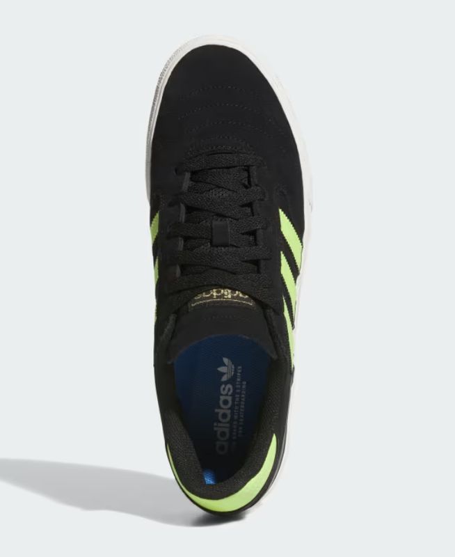 ADIDAS BUSENITZ VULC II SHOES- CBLACK/SSLIME/GOLDMT