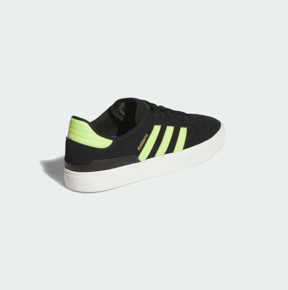 ADIDAS BUSENITZ VULC II SHOES- CBLACK/SSLIME/GOLDMT