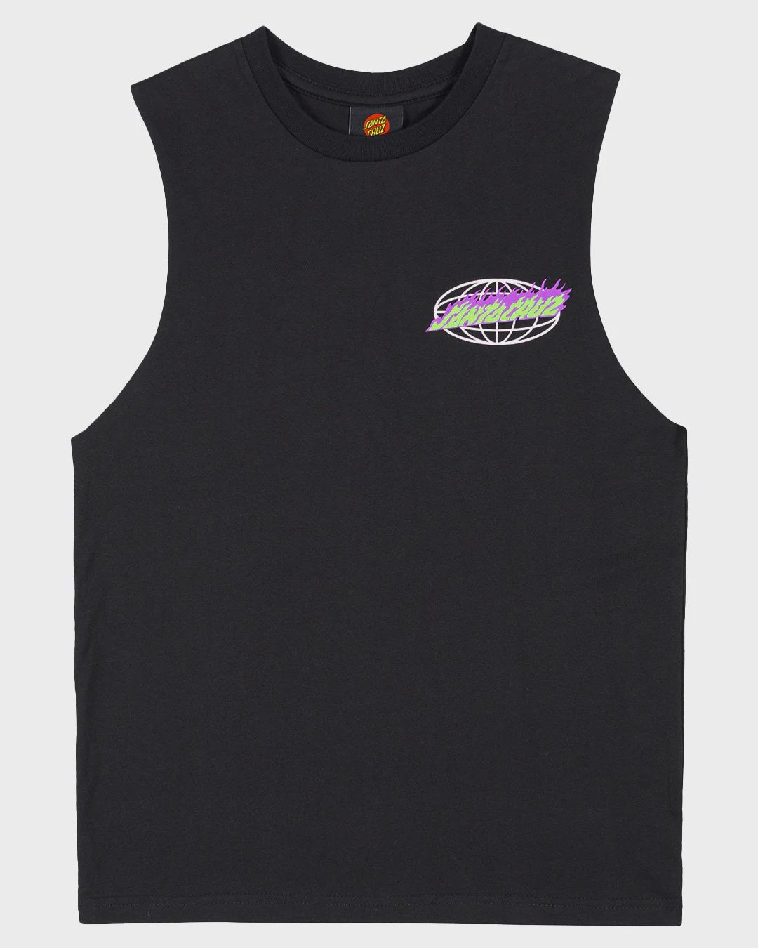 SANTA CRUZ BOYS GLOBAL FLAME DOT MUSCLE  - BLACK