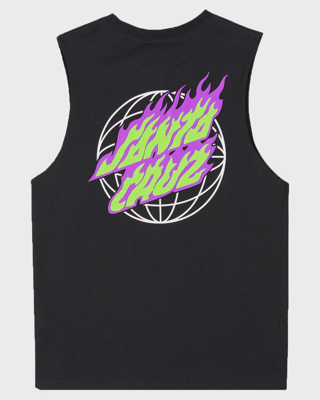 SANTA CRUZ BOYS GLOBAL FLAME DOT MUSCLE  - BLACK